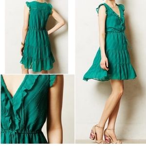 NWOT Anthoropologie X HD Paris Ruffle Green Dress, P2P 19"